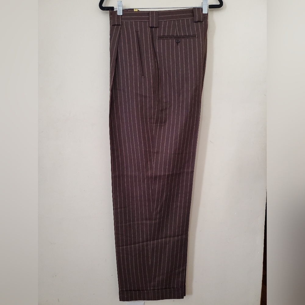 Everett Hall , Brown stripe Wool & Cashmere Pant Sz 50